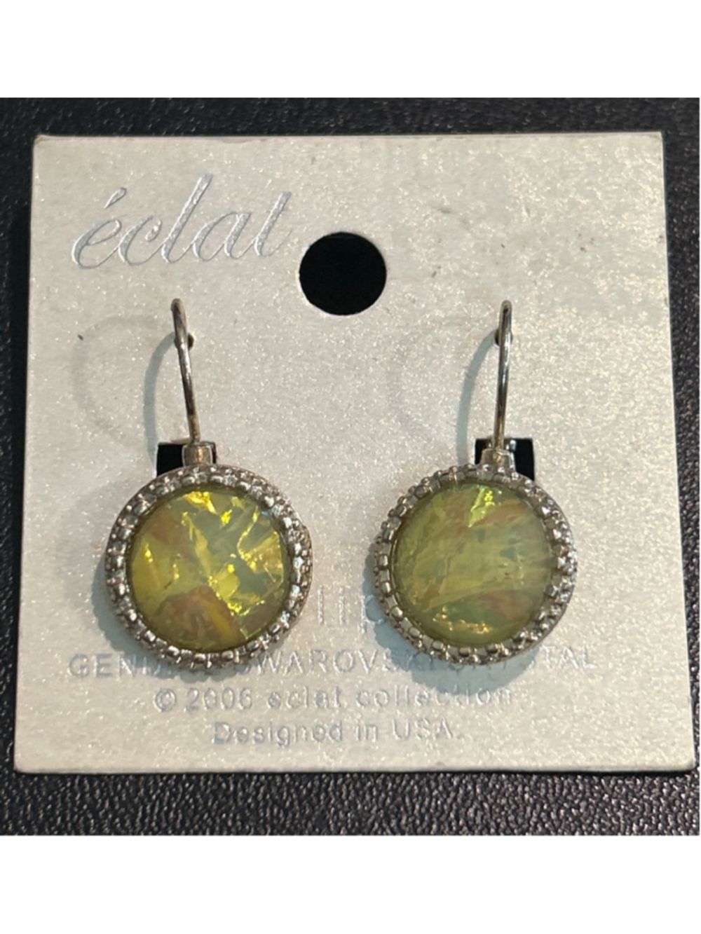 Women's eclat Yellow Silver Genuine Swarovski Crystal Drop Earrings One Size